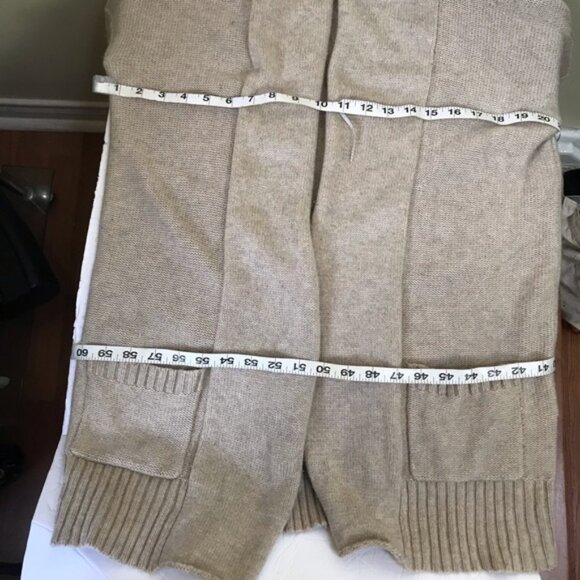 Judith & Charles Cashmere Open Chucky Cardigan Sweater Jacket Pockets Wool Tan M - Picture 9 of 10